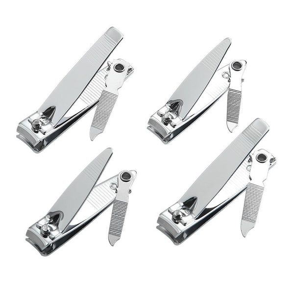 QLL 4 Pcs Nail Clippers for Fingernails and Toenails - Sharp Stainless Steel Clipper with Swing Out Nail Cleaner/File