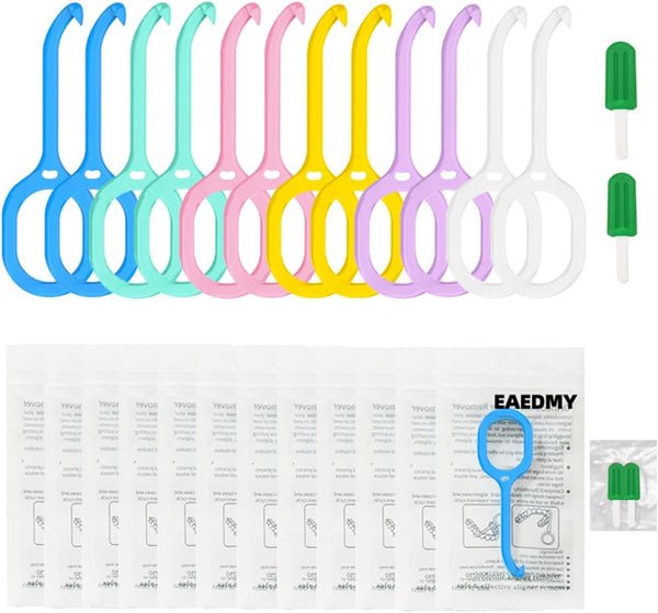 12PCS Clear Aligner Removal Tools with 2PCS Aligner Chewies for Invisible Retainers and Dentures, Dental Kit (3.Mint)