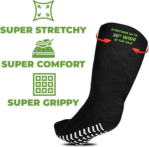 M.B. Leaf Extra Wide Socks for Swollen Feet,Bariatric Socks, Non Slip Cast Sock Diabetic Edema Hospital Oversized