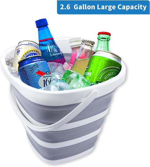 2 Pack Collapsible Buckets (10L, 2.6 Gallon) - Portable Mop Bucket for Outdoor, Garden, Camping, Fishing, Car Wash,