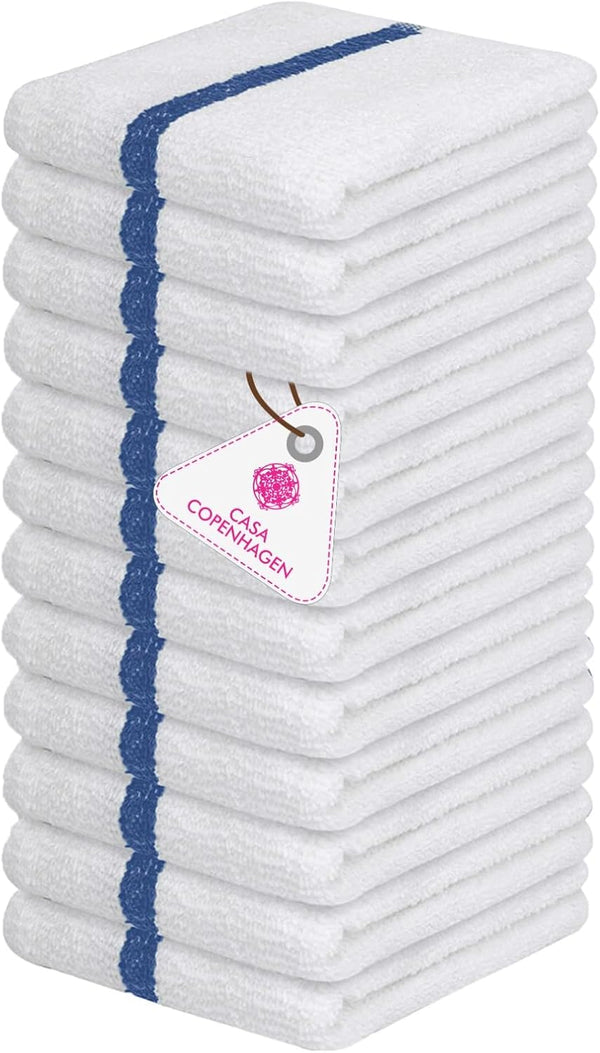 CASA COPENHAGEN Classic Bar Mop Towels - Pack of 12, 15"x19" 100%