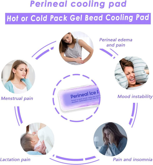 Reusable Perineal Ice Packs for Postpartum Care, 2 Gel Pads + 5 Washable Sleeves for Hemorrhoid Pain Relief