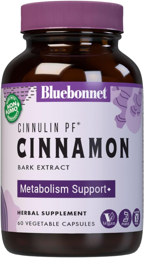 BlueBonnet Cinnulinpf Cinnamon Bark Extract Supplement, 60 Count, White