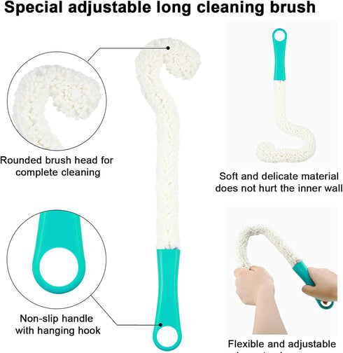 3 Pieces Flexible Wine Cleaning Brush with Stainless Steel Decanter Balls, Multi-Function Household Cleaning Tools