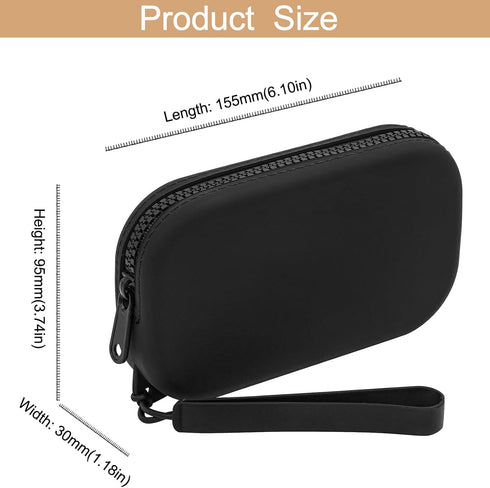 Portable Silicone Makeup Bag for Women, Small Travel Waterproof Cosmetic Bag with Zipper Closure (Black)