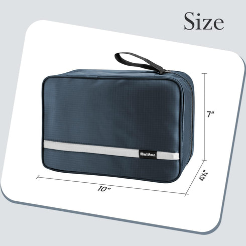 Maliton Large Toiletry Bag for Men & Women, Waterproof Hanging Hygiene Bag with 4 Compartments (Navy Blue)