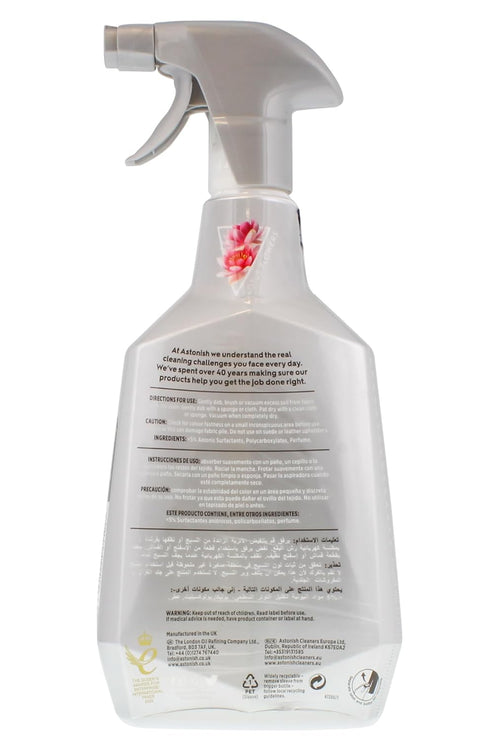 Astonish Specialist Carpet, Chair & Upholstery Deep Cleaning Fabric Spray - Lotus Flower Scented Stain & Odor Eliminator - Cruelty Free Essential Household Cleaning Supplies, 750ml Recyclable Bottle