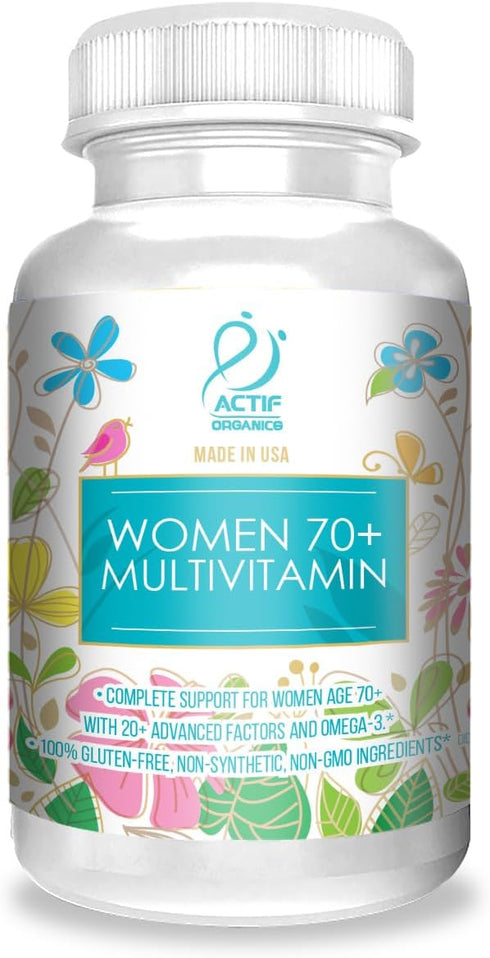 ACTIF Organic Multivitamin for Women Age 70+, 90 Count Oil RealCaps with 20+ Advanced Factors & Omega-3