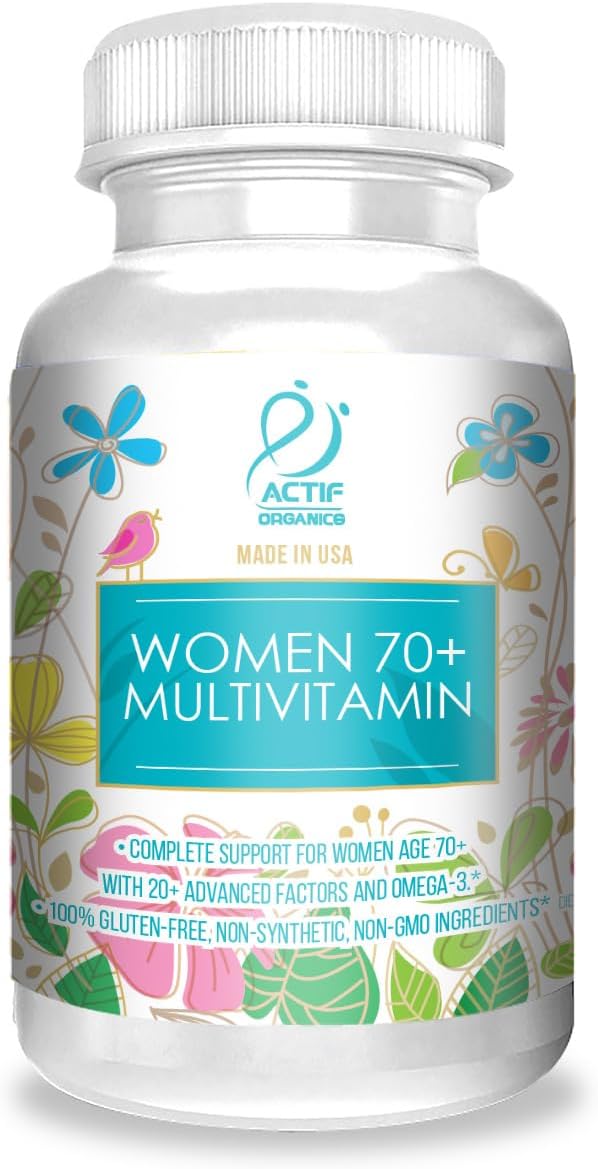 ACTIF Organic Multivitamin for Women Age 70+, 90 Count Oil RealCaps with 20+ Advanced Factors & Omega-3