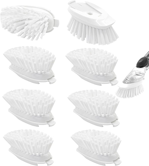 OXO Dish Brush Brush Refills - 8 Pack Replacement Cleaning Soap Dispensing Head for Scrubber (White)