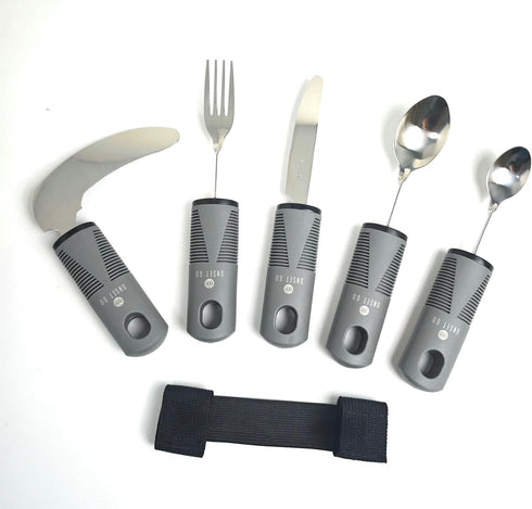 ONSET GO Set 6-Piece Adaptive Utensils for Elderly, Easy Grip Non-Slip Cutlery for Disabled Adults, Stainless Steel