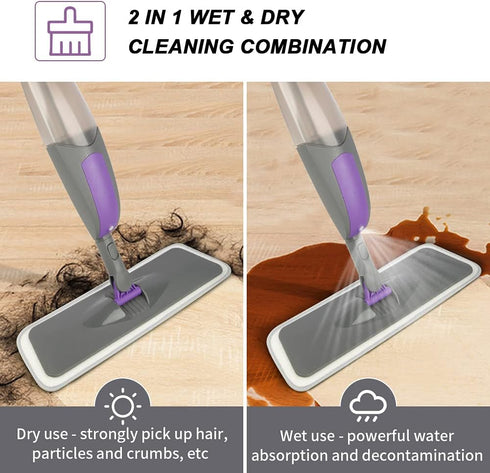 Spray Mop for Floor Cleaning - HOMSIER Microfiber Floor Mops Wet Dry Flat Mop with 550ML Refillable Bottle 3 Washable Pads Replacement, Dust Mop for Wooden Laminate Tile Marble Kitchen Hard Floors