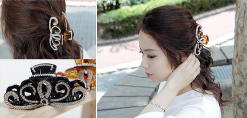 Suoirblss Women Lady Rhinestones Large Hair Claw Clip - Thick Hair Accessories (Brown)