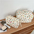 Kawaii Makeup Bag Cosmetic Case Cute Floral Storage Organizer with Handle Aesthetic Cartoon Zipper Toiletry Bag