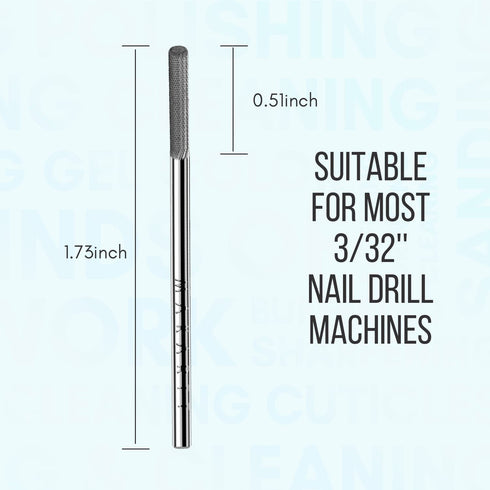 Makartt Silver Cuticle Nail Drill Bit, Safety Tungsten Carbide Cuticle Remover for Electric Nail File, 3/32''