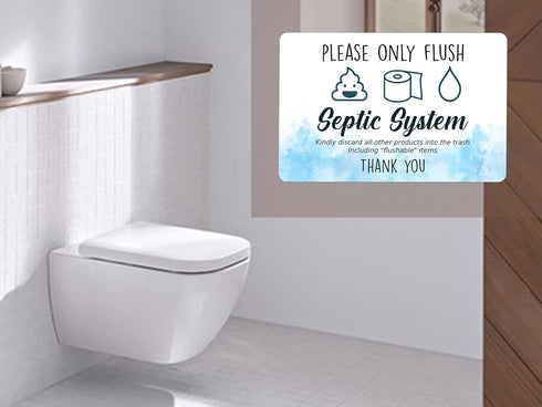 Septic Tank Bathroom Sign | Fun Adhesive Septic System Signs for Toilet | Novelty WC Septic Sign