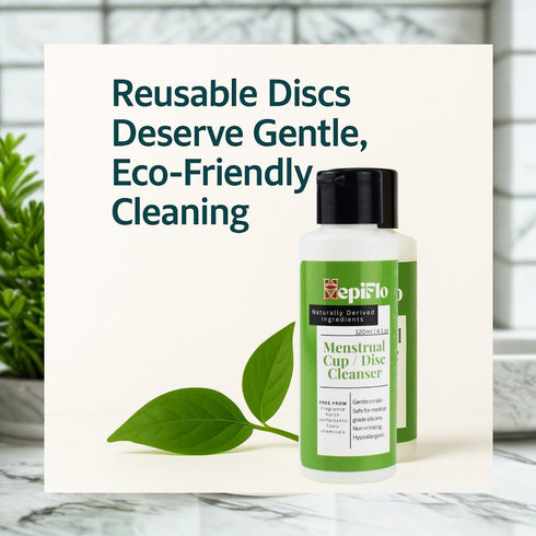 HepiFlo 120ml Menstrual Cup and Disc Cleanser Gel Gentle pH-Balanced Wash for Reusable Period Products | Natural