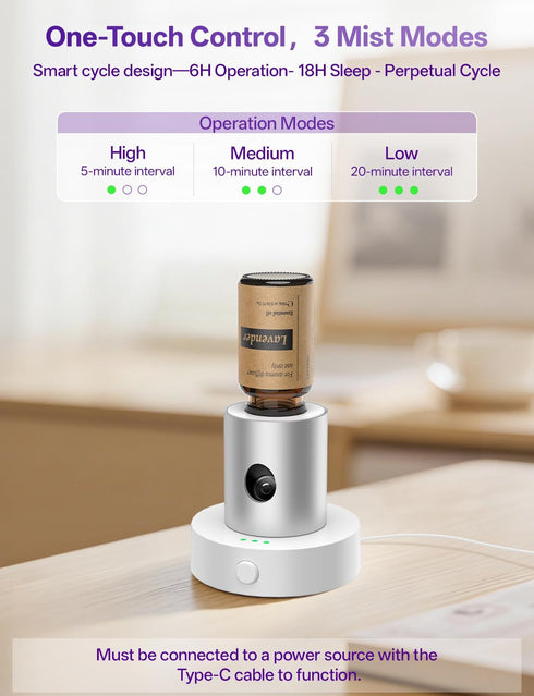 Olxasw 10ml Mini Waterless Nebulizing Essential Oil Diffuser with Lavender Oil for Aromatherapy, Small Portable