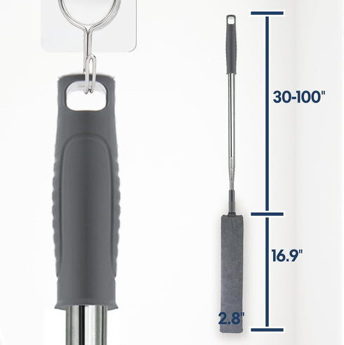 Retractable Gap Dust Cleaner with Extension Pole, Cleaning Tools with 3 Microfiber Dusting Cloths, Long Handle Duster