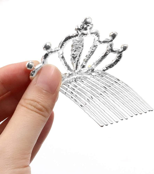 NODG 3 Pieces Silver Tiaras Crown with Hair Comb, Mini Crystal Shiny Tiaras for Women Hair Accessories