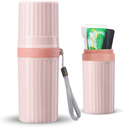 LIKAJON Toothbrush Travel Case, Pink Travel Toothbrush Cup Holder for Toothbrush and Toothpaste,