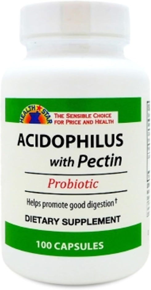 GeriCare Acidophilus with Pectin Probiotic Capsules, 100 Count - Optimizes Intestinal Flora, Digestive Gut Function,