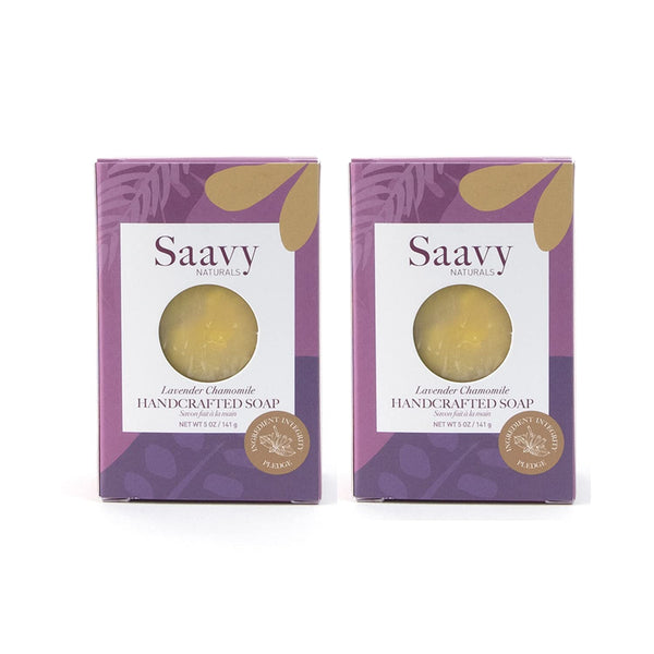 Saavy Naturals Lavender Chamomile Handmade Soap Bar, Moisturizing Vegan Soaps, 5 Oz, 2 Pack
