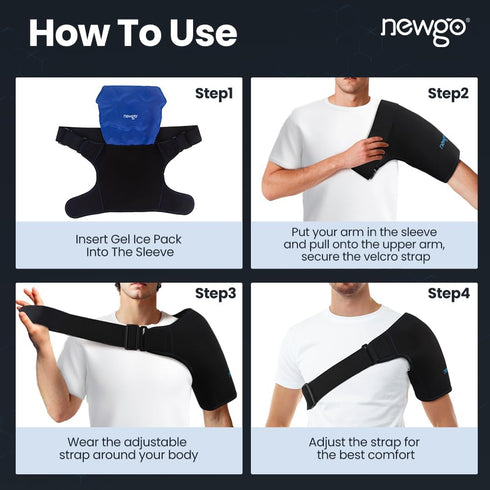 NEWGO Shoulder Ice Pack Wrap for Rotator Cuff Cold Therapy, FSA or HSA Eligible for Shoulder Pain Relief, Medium Size