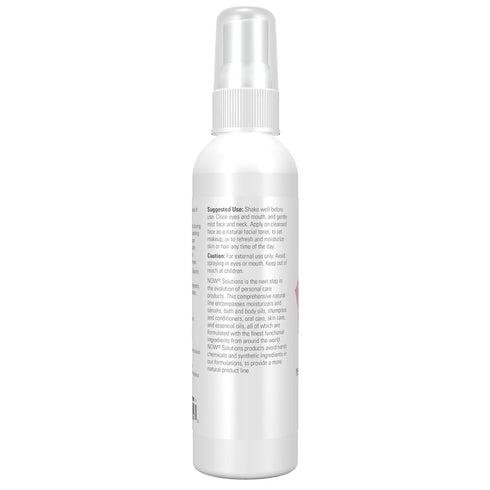 NOW Foods Solutions Rosewater Rejuvenating Mist, Hydration Spray for All Skin and Hair Types, 4-Ounce