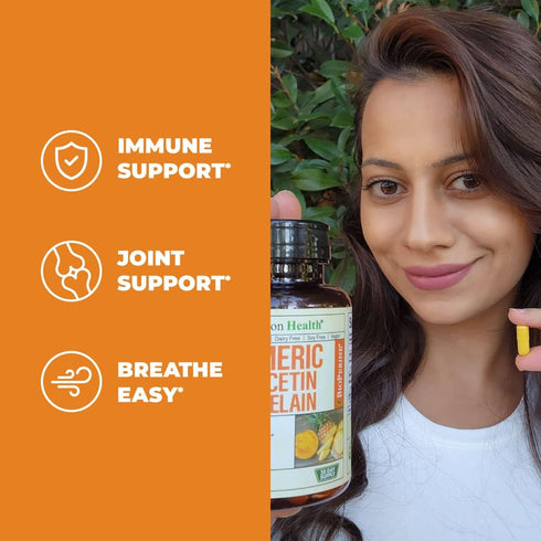 Quercetin with Bromelain & Turmeric Curcumin - 120 Caps Bromelain Supplement with Black Pepper for Immune & Joint