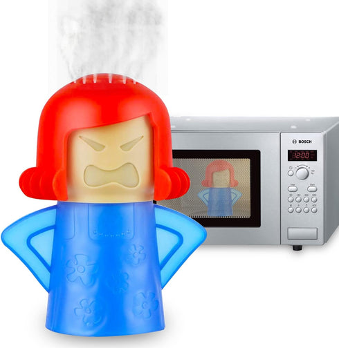 Abnaok Angry Mama Microwave Cleaner, Blue Microwave Oven Steam Cleaner with English Manual for Home or Office