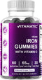 Vitamatic Iron 65 mg Gummies - 60 Vegan Gummies with Vitamin C, Great Tasting Iron Supplement for Women & Men
