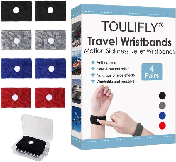 TOULIFLY Travel Wristbands, Black/Grey/Blue/Red