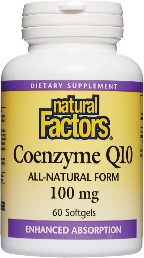 Natural Factors Coenzyme Q10, 100 mg, 60 Count - Natural Supplement for Energy, Heart & Cognitive Support
