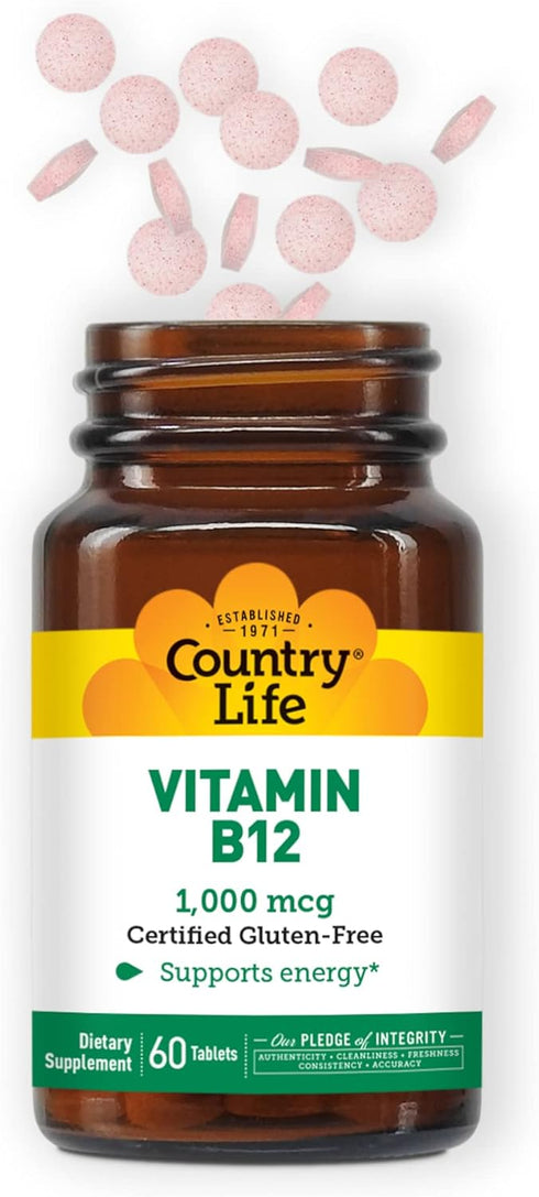 Country Life Vitamin B-12, 1000 mcg, 60 Tablets
