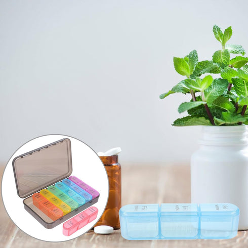 KOMBIUDA Large Capacity Pill Organizer Box, Wear-Resistant Portable Medicine Case with Airtight Seal, Detachable Weekly