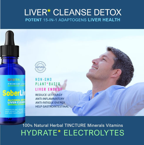 Sober Liver 2oz. Plant-Based Liver Cleanse and Detox Support + 100% Natural Hydration Liver Health Supplement with