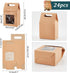 PH PandaHall 24pcs Goodies Boxes Gift Boxes Gable Candy Treat Boxes Kraft Paper Boxes with Clear Windows for Packaging Christmas Halloween Bread Donuts Cookie Chocolate (2.3x3.9x3.7 inch)