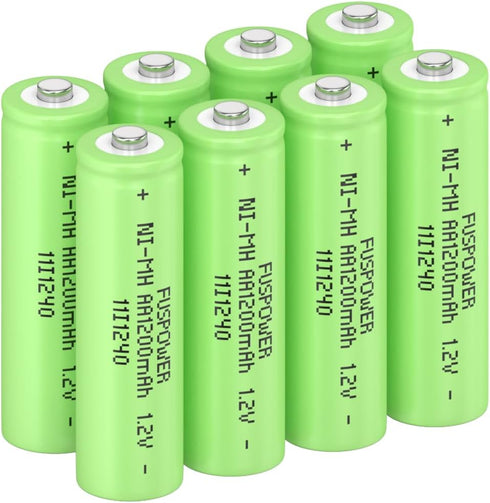 Ni-MH AA Rechargeable Batteries, 1.2V 1200mAh for Solar Lights, Recharge up to 1000 Times (8 Count)