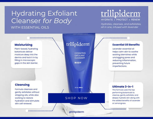Trilipiderm Hydrating Exfoliant Cleanser - 3-in-1 Body Wash, Scrub, and Hydrator, 8 Ounce Tube