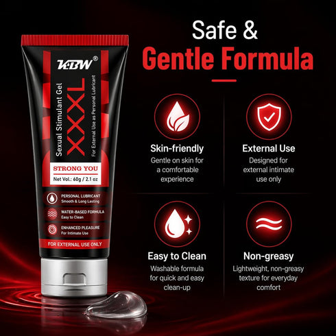 KBW 2.0 Oz Sexual Stimulant Gel, Water-Based Formula, Smooth & Long-Lasting, Non-Sticky, Easy to Clean, External Use