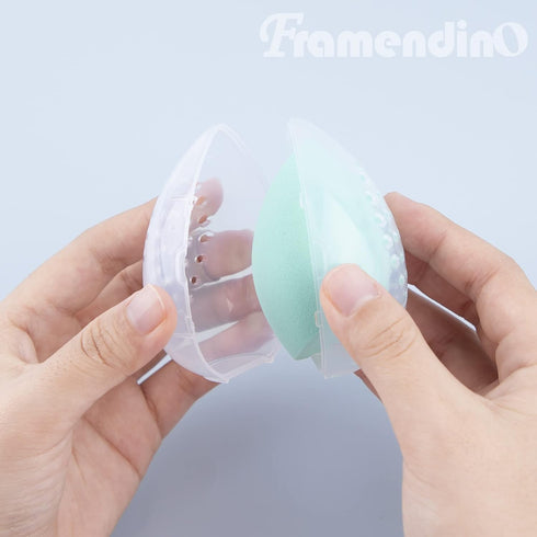 Framendino 4 Pack Breathable Makeup Sponge Case, Protective Plastic Beauty Blender Holder for Women Girls
