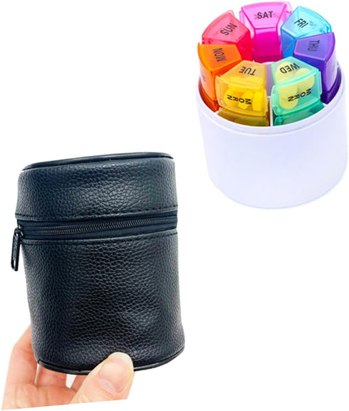 VALICLUD Medication Organizer Travel Pill Box Day Weekly Sections Portable Medicine Holder Pu Bag for Daily Use Outdoor