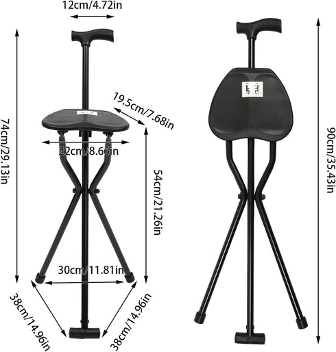 Mlonausz 35.4 Inches 249.12lbs Walking Stick, Walking Cane, Cane Chair, Folding Cane with Seat is Tall, and Supports up