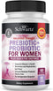 Probiotics and Prebiotics for Women - with Black Cohosh and Red Clover for Gut, Vaginal, and Immune Health Support,