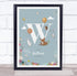 The Card Zoo New Baby Birth Details Christening Nursery Woodland Animals Initial W Gift Print