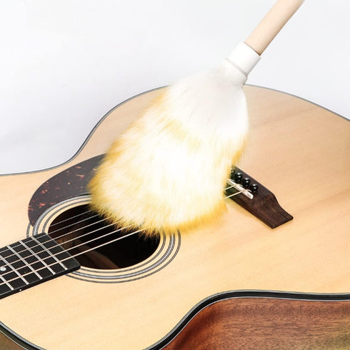 Wool Lambswool Cleaning Brush Duster for Piano, Guitar, and Home Furniture - Wood Handle, Hanging Rope, Anti-Static,