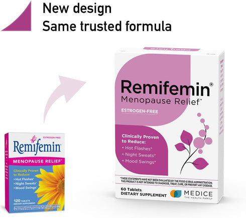 Remifemin Menopause Symptoms Relief - Clinically Proven Ingredients - Menopause Supplements - Black Cohosh - Estrogen-Free - Made in Germany - 60 Tablets