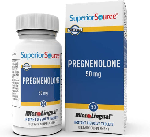 Superior Source Pregnenolone 50 mg - Hormonal & Brain Health Support Supplement - 50 Instant Dissolve Tablets