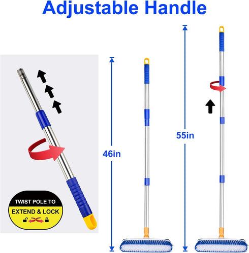 ITTAHO Floor Scrub Brush, 2 in 1 Deck Scrub Brush with Long Handle, Deck Cleaning Brush, Scrub Broom for Tile Floor,Deck,Patio,Marble,Garage,Wall, Kitchen,Bathroom by ITTAHO